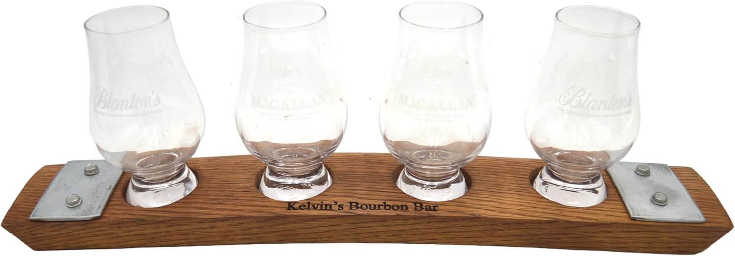 Personalized Laser Engraved Glencairn Glass Whiskey Flight Board