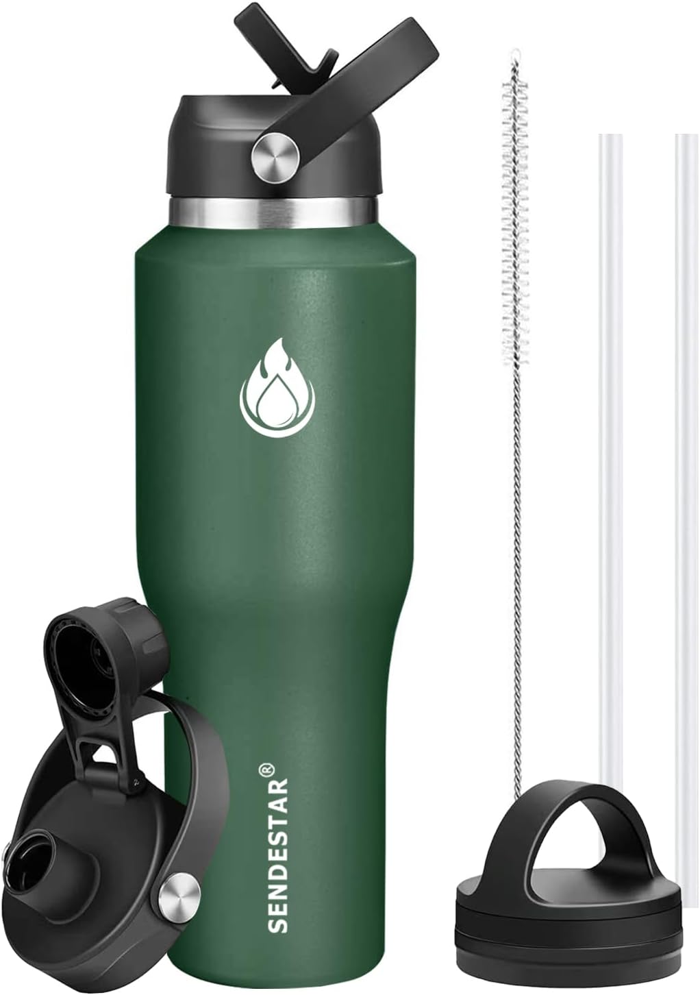 SENDESTAR 40oz Water Bottle with Dual Lids for Every Adventure