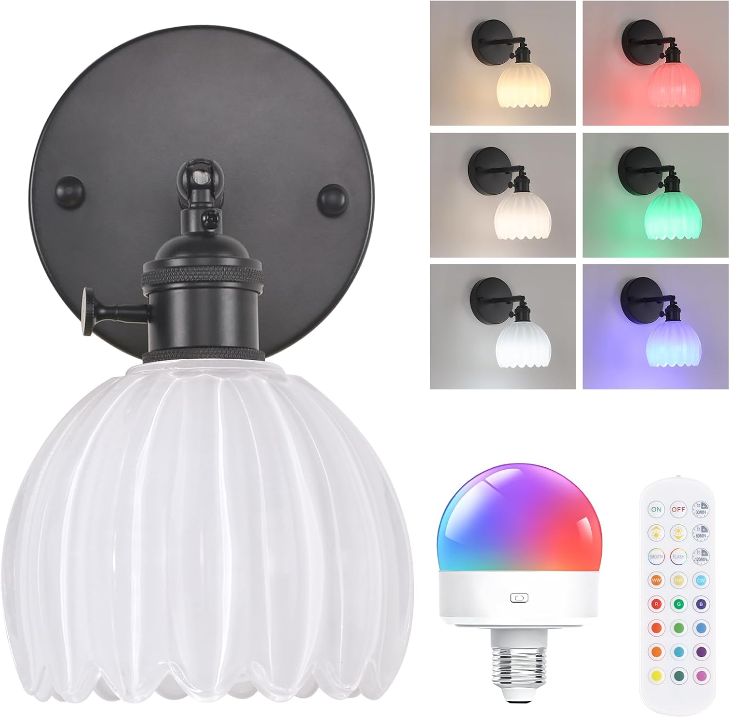Vintage Battery Operated Wall Sconce with Remote Control