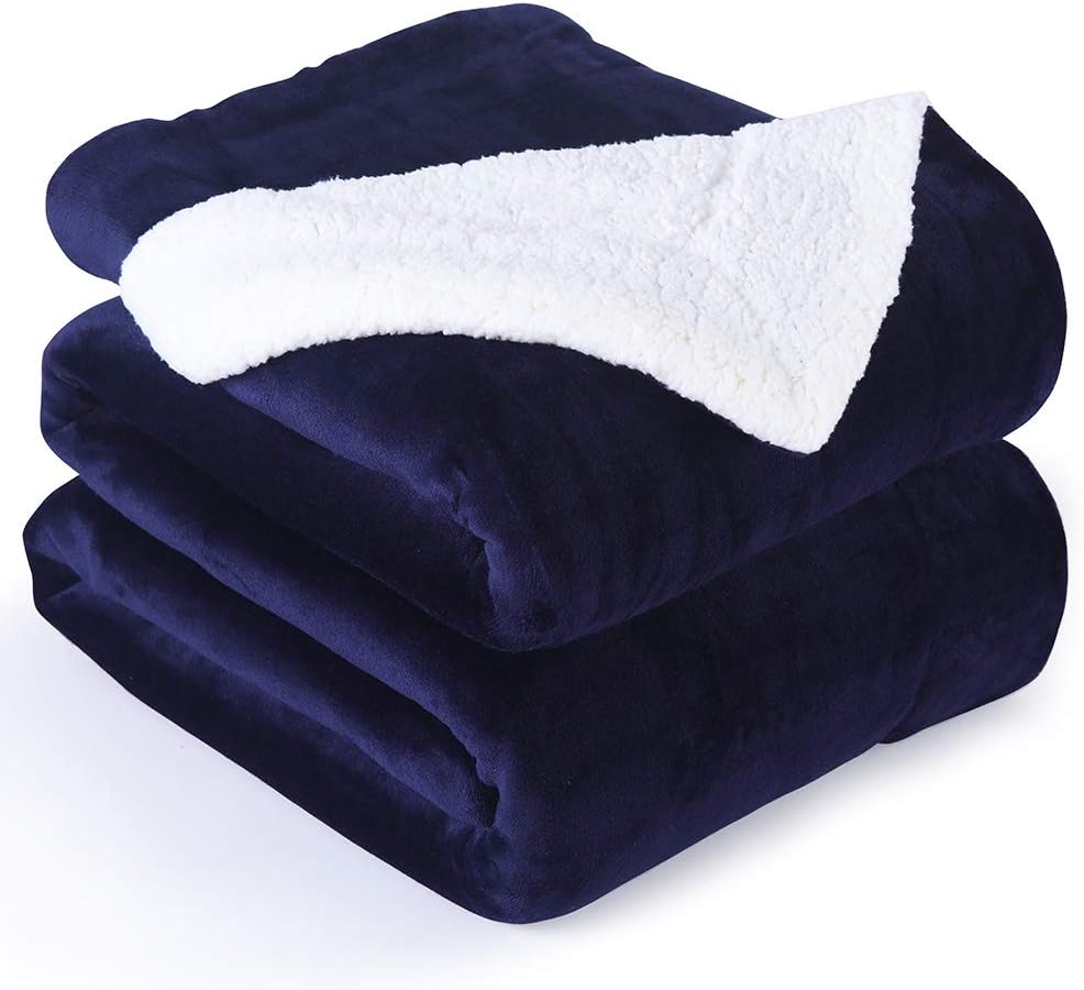 NANPIPER Couch Blanket Reversible Sherpa Flannel Ultra-Soft