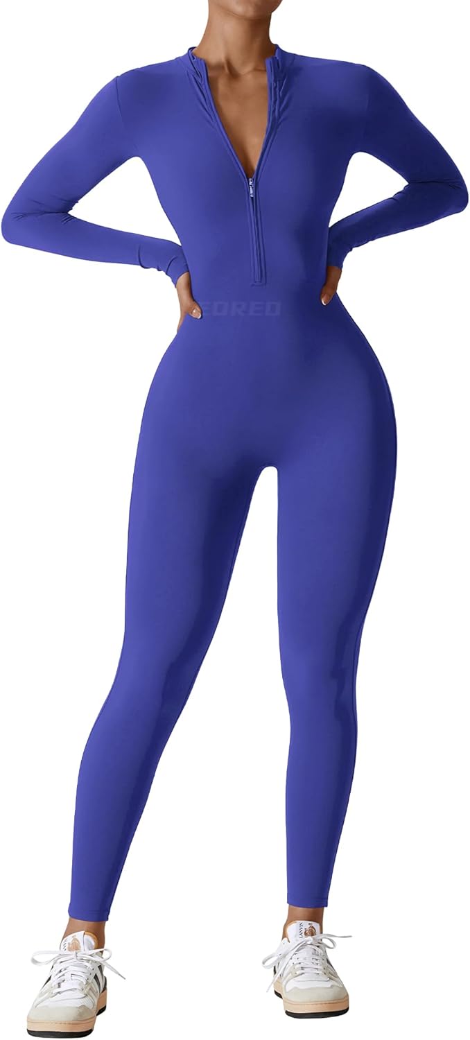 YEOREO Women Long Sleeve Workout Jumpsuit for Active Style