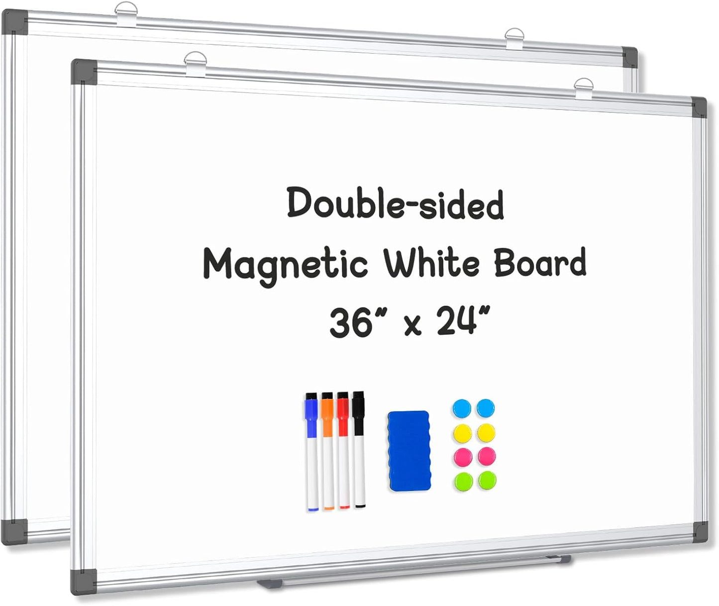 Double-Sided Magnetic Whiteboard 36in x 24in for Home Office