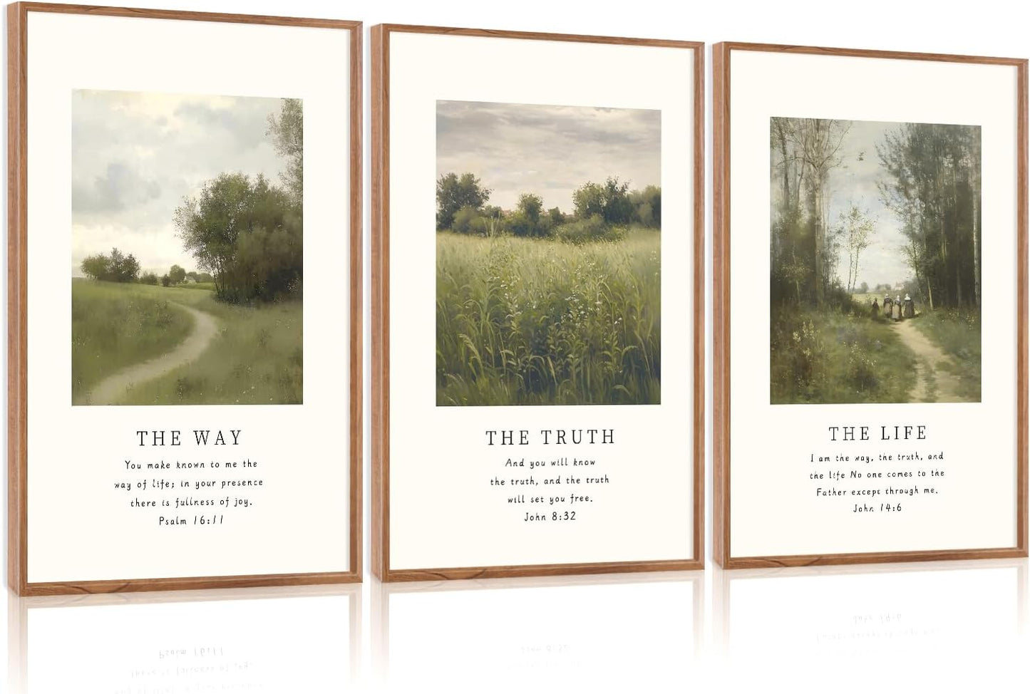 Christian Path Framed Canvas Wall Art Set for Spiritual Decor