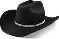 100% Wool Western Cowboy Hat for Men - Classic Felt Fedora
