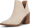 Women's V Cutout Pointed Toe Ankle Boots - Chunky Stacked Heel