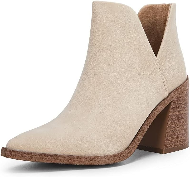 Kathemoi Womens Slip on Ankle Boots with V Cutout Design