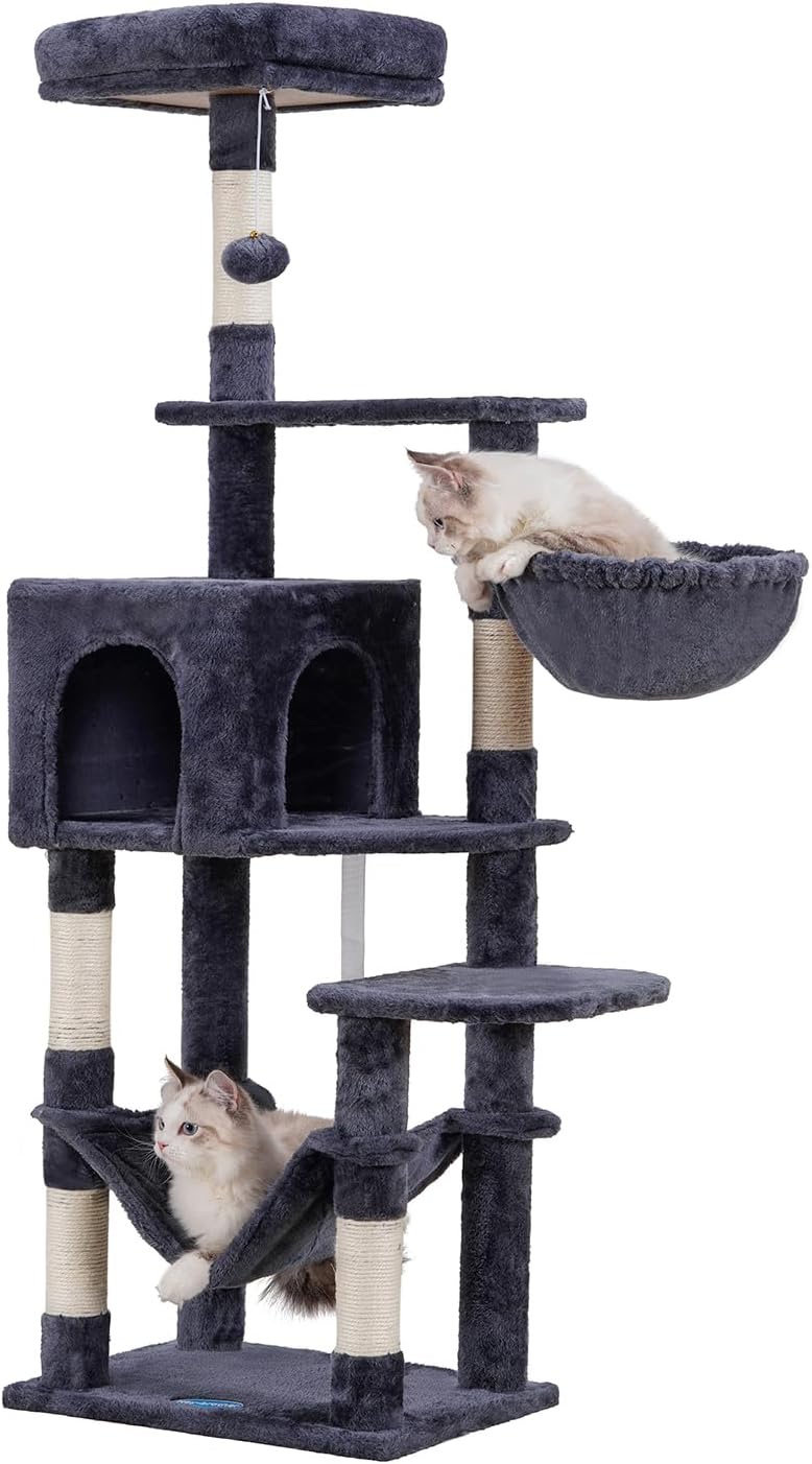 Multi-Level Cat Tower with Large Hammock for Indoor Cats