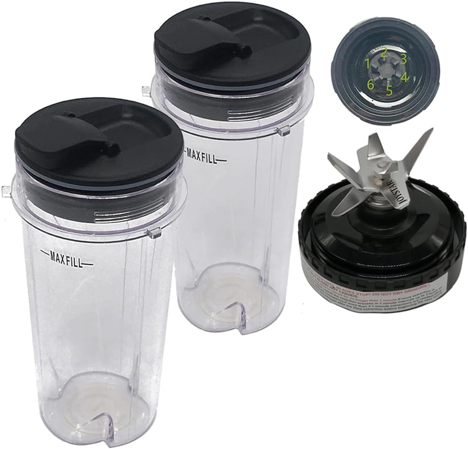 Ninja Blender Cups Set with Blade Assembly - Compatible with BL770A 1500W