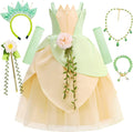 Princess Frog Green Cosplay Dress for Girls Ages 3-11 - Full Set