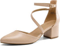 Closed Pointed Toe Low Chunky Heels Pumps for Women - Comfortable 2in