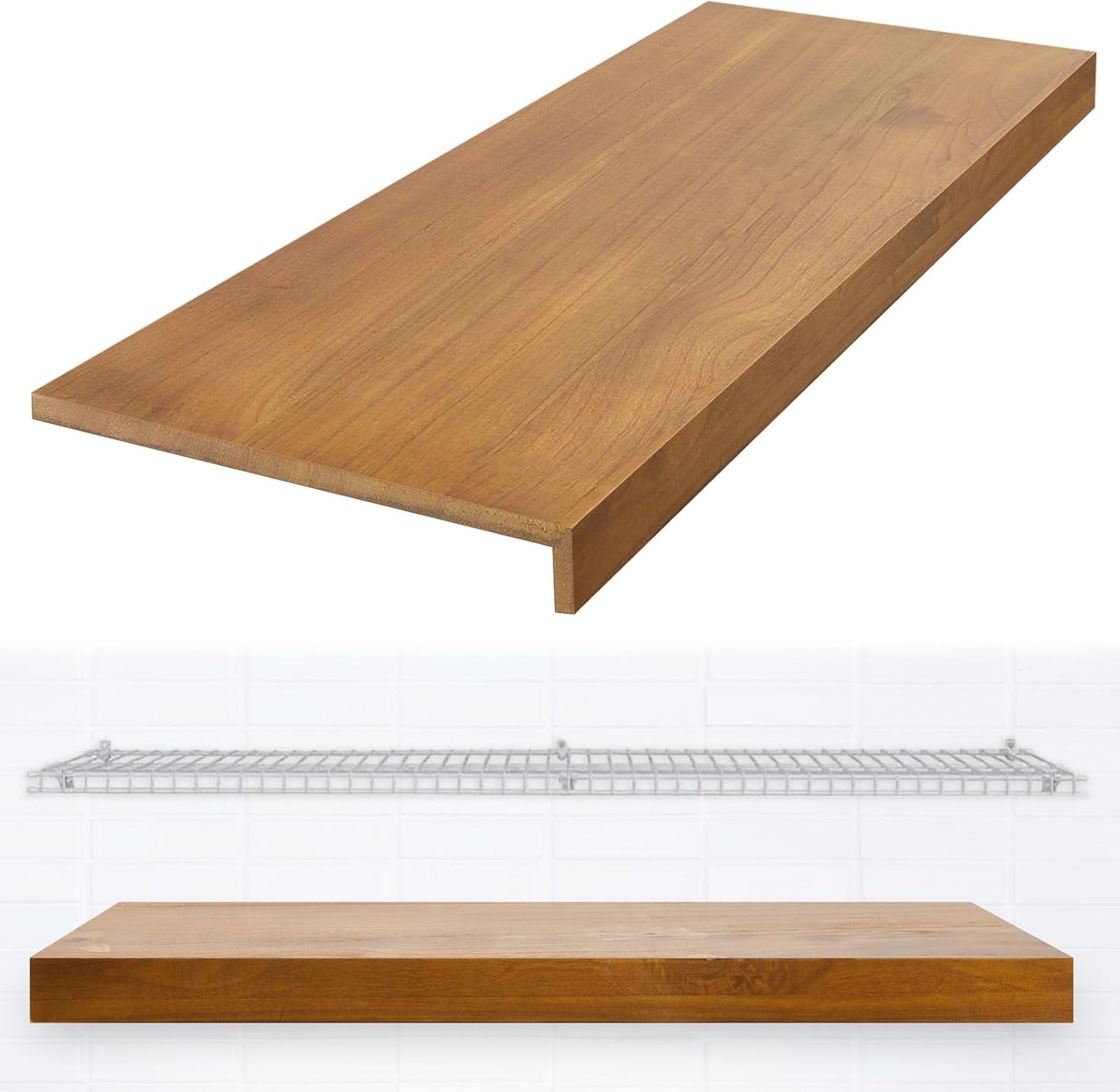 Wire Rack Covers for Shelving - 16 x 36 Inch Wood Finish