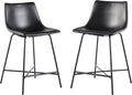 Walker Edison Xuma Modern Faux Leather Armless Counter Stool Set of 2