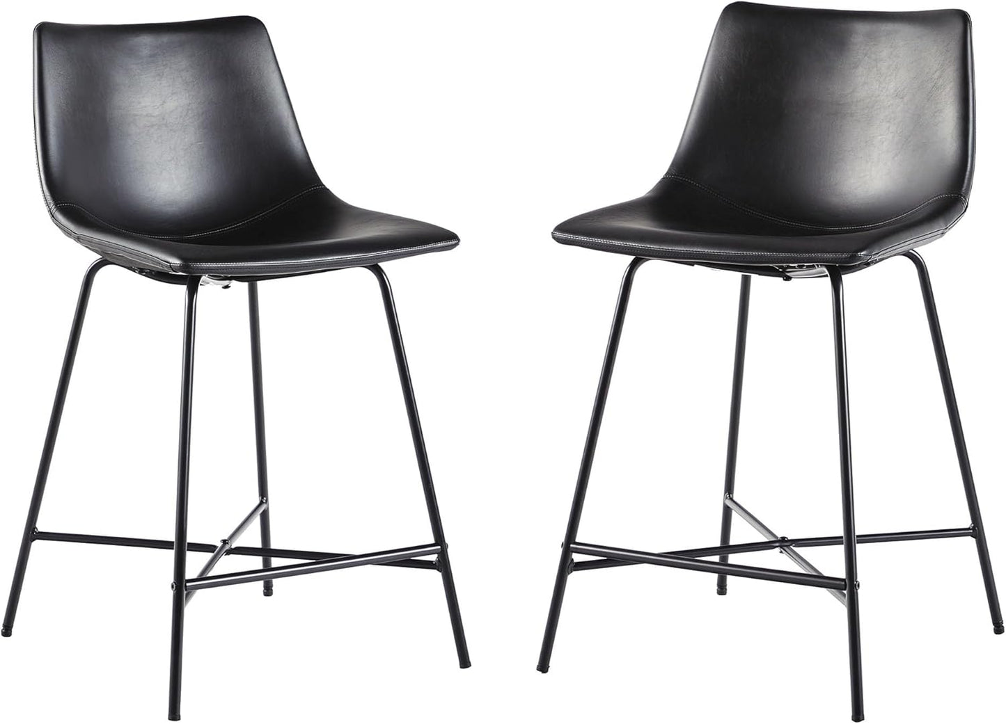 Walker Edison Xuma Modern Faux Leather Armless Counter Stools