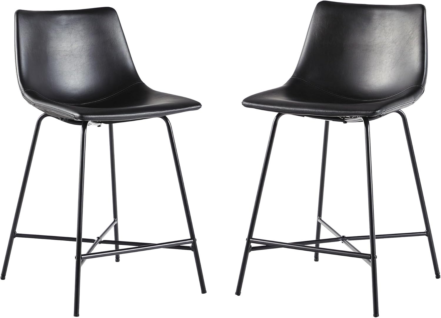 Walker Edison Xuma Modern Faux Leather Armless Counter Stools