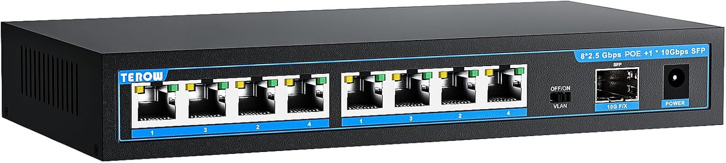 8-Port 2.5Gb POE Switch with 10Gb SFP Uplink for Fast Networking