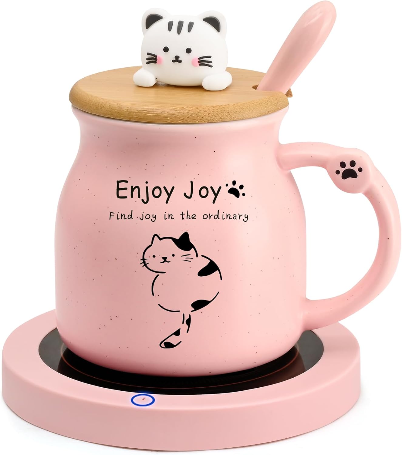 Pink Cat Mug Warmer - Cozy Desk Essential!