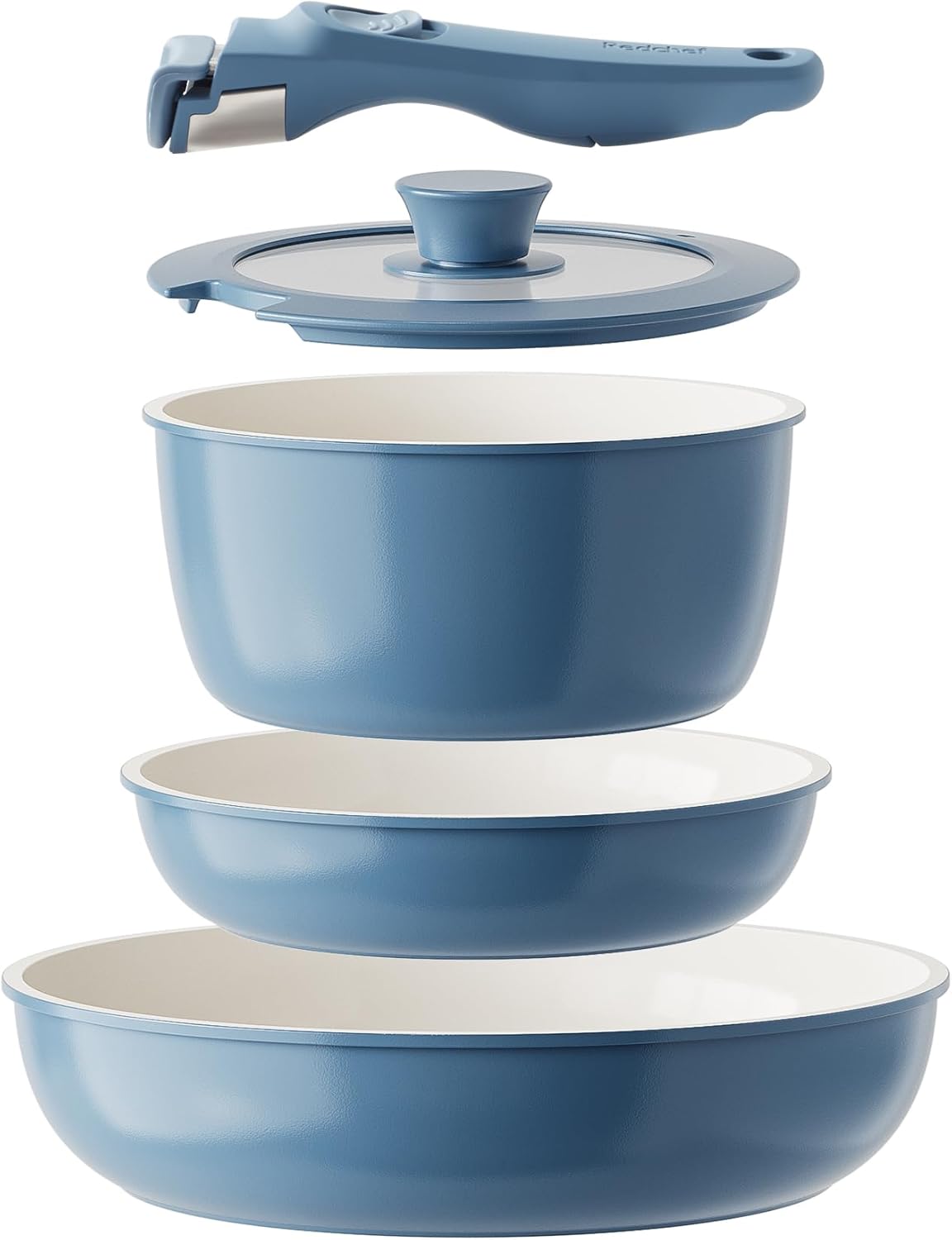 Redchef Ceramic Cookware Set: Non-Stick, Removable Handle Pots