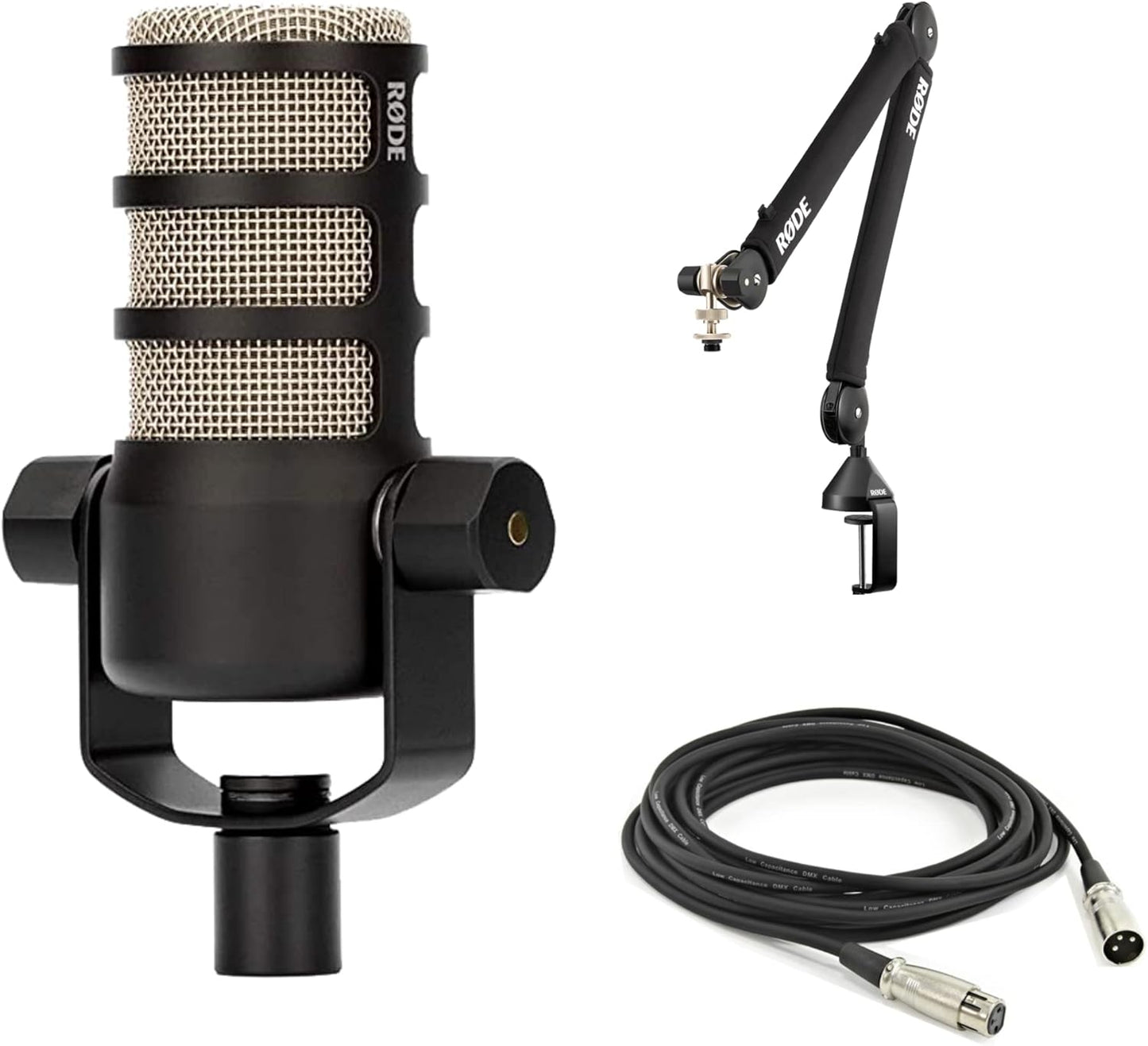 Rode PodMic Dynamic Podcast Microphone with Boom Arm and Cable