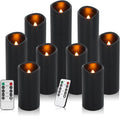 Vinkor Flameless Candles Black Set of 9 - Realistic Flicker