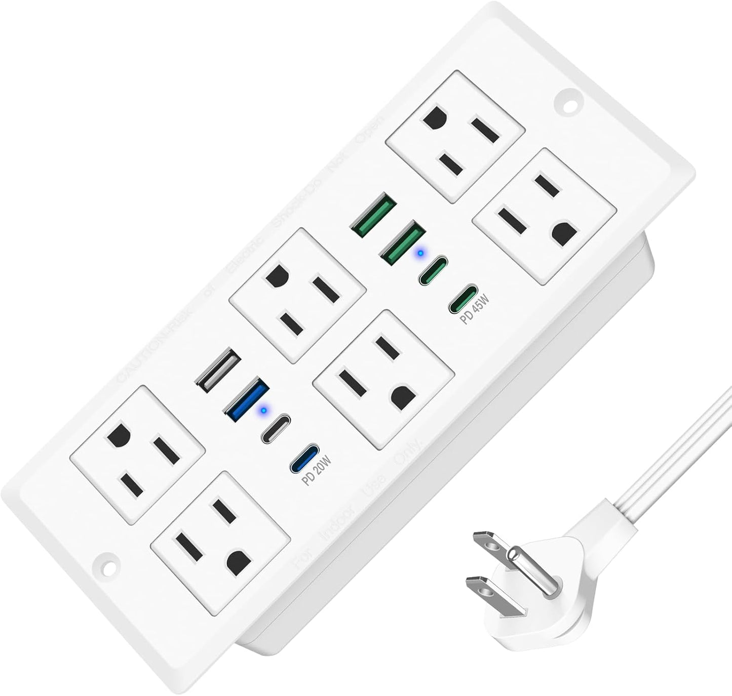 Recessed Power Strip with 45W USB C for Desk and Furniture