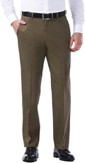 Haggar Men's Premium No Iron Khaki Classic Fit Expandable Waist Pants