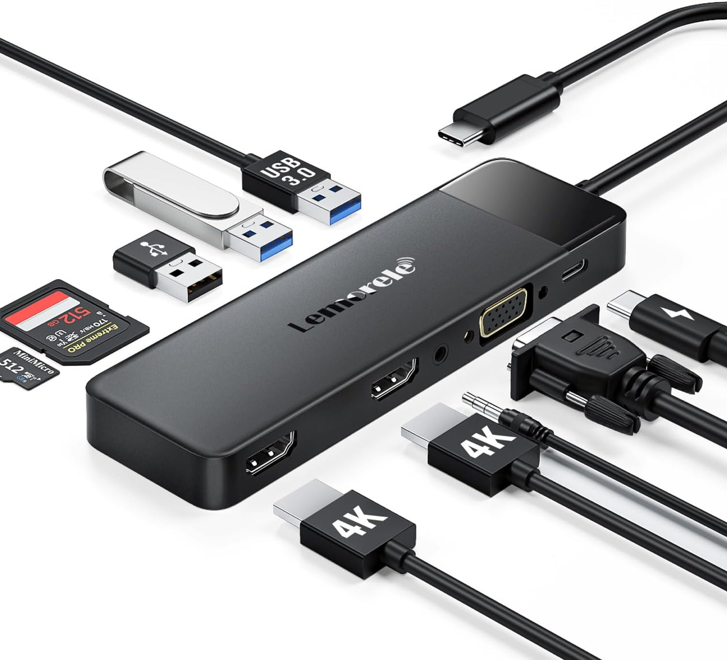 Lemorele USB C Docking Station for Laptop with Triple Display