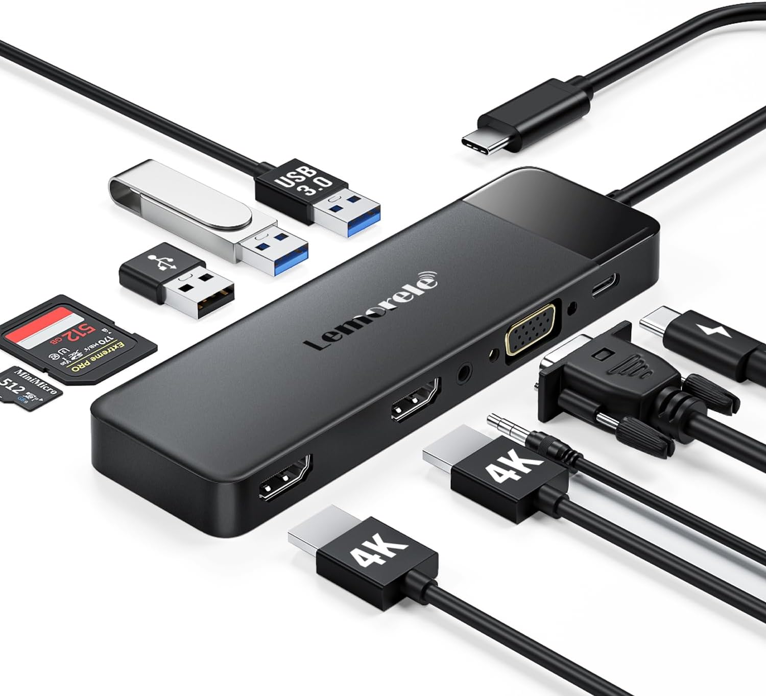 Lemorele USB C Docking Station for Laptop with Triple Display