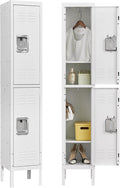 66.1in Metal Lockers for Employees - Spacious White Steel Storage