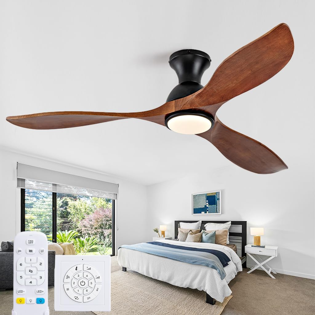 52 Inch Low Profile Ceiling Fan with Lights and Remote Control