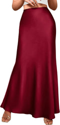 Womens Satin Mermaid Maxi Skirt - High Waisted Fall Cocktail