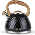 Tea Kettle Toptier Teapot Whistling Kettle with Wood Pattern Handle