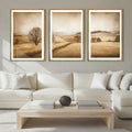BINCUE Framed Countryside Wall Art Set of 3 - Rustic Farmhouse Prints
