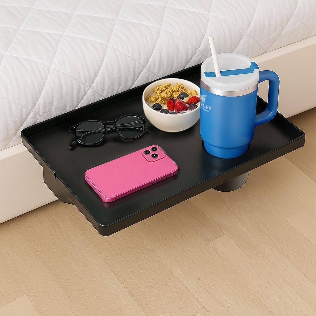 Modern Innovations Large Black Bedside Shelf for Small Spaces