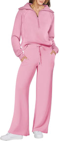 Women 2 Piece Lounge Set Wide Leg Pants Sweatsuit - Travel Ready