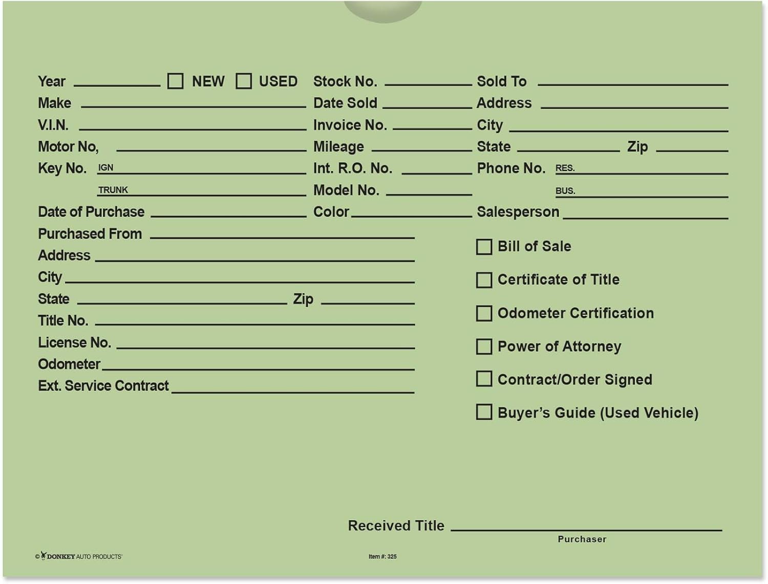 Printed Vehicle Deal Envelopes 9x12 for Efficient Organization