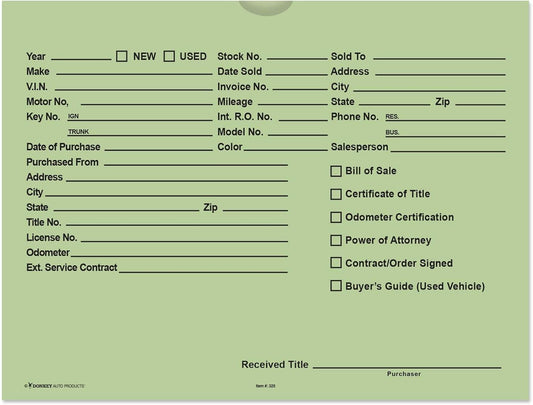 Printed Vehicle Deal Envelopes 9x12 for Efficient Organization