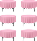 BRILLMAX 6 Pack Pink Round Tablecloths 90 in - Washable Elegant Covers