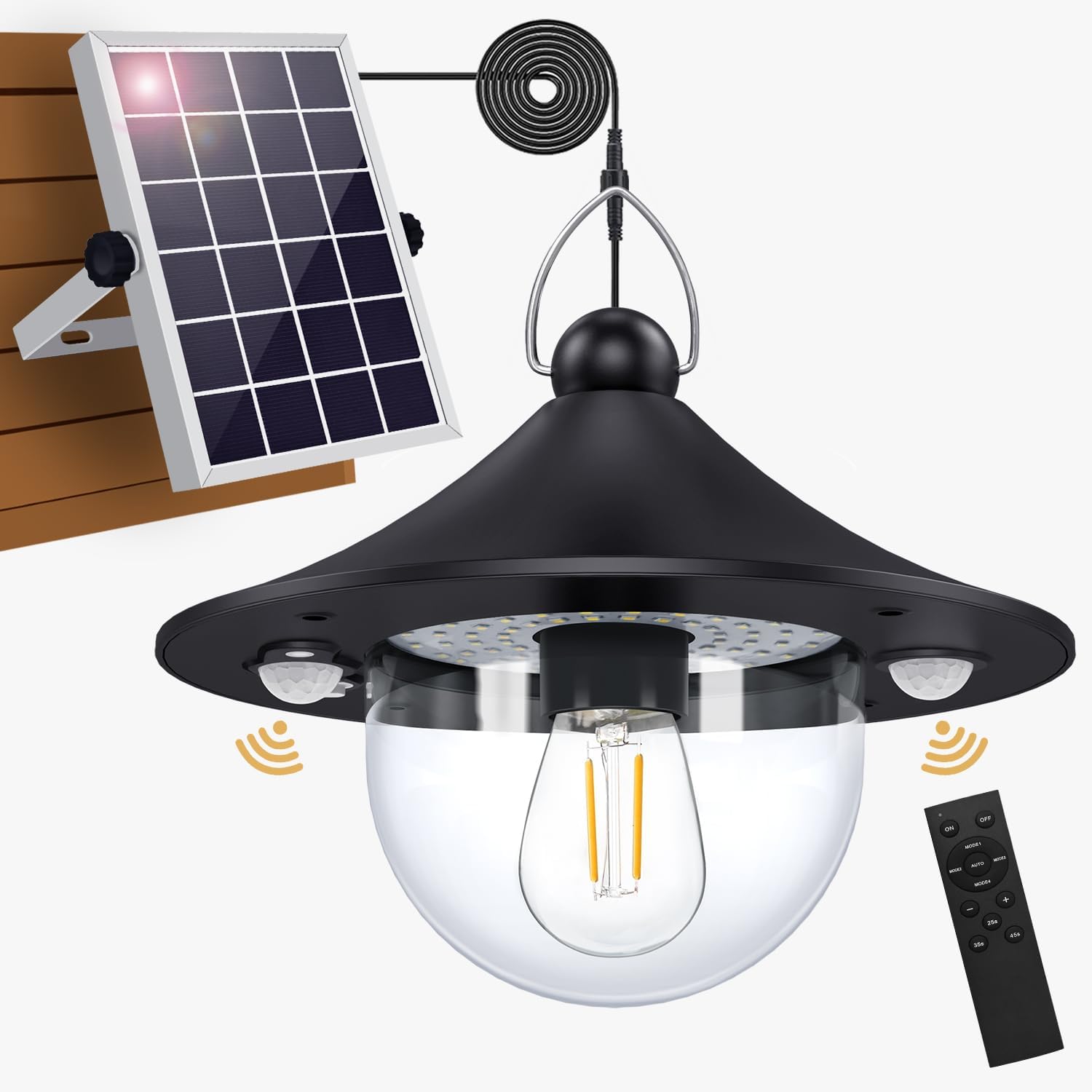 Auzev Solar Barn Light: Remote Motion Sensor, Waterproof Hang Lamp