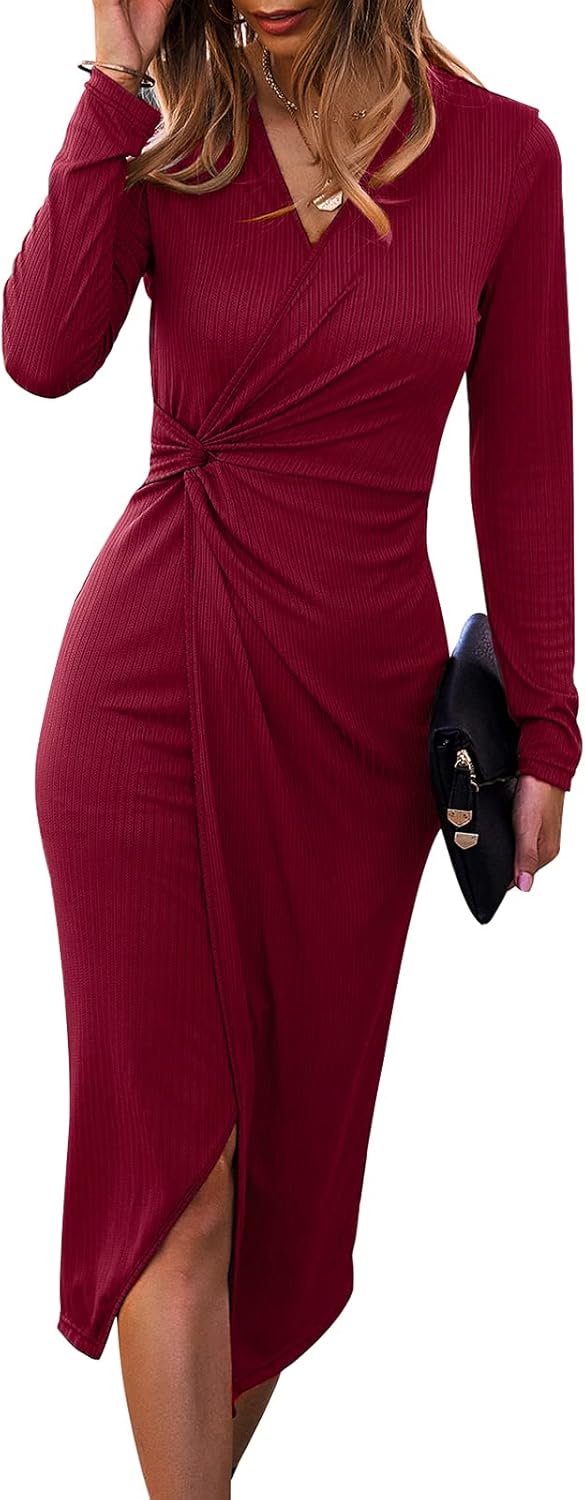 SHIBEVER Women's Long Sleeve Midi Dress for Every Occasion