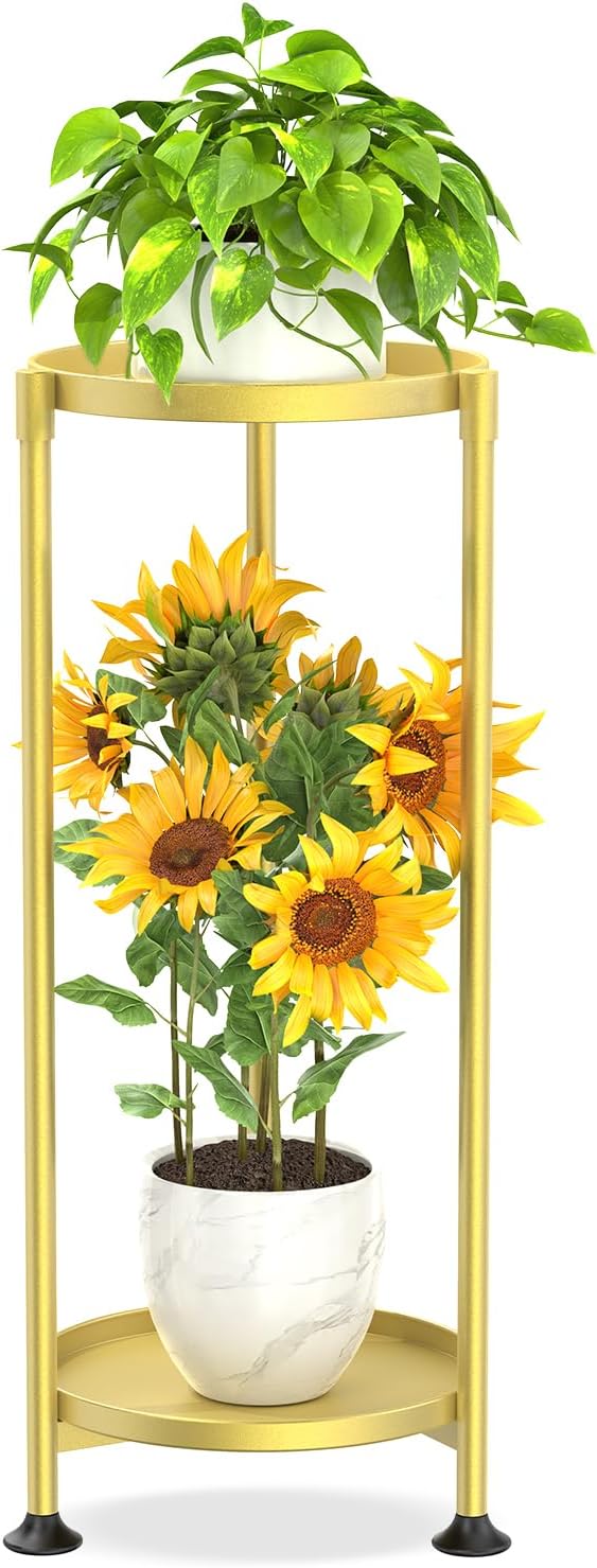 KMOTASUO 2 Tier Plant Stand Indoor for Large Heavy Duty Planters