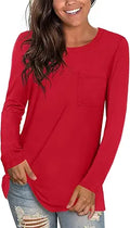 HOTGIFT Womens Tunic Long Sleeve Crewneck T-Shirt - Soft, Comfy Fit