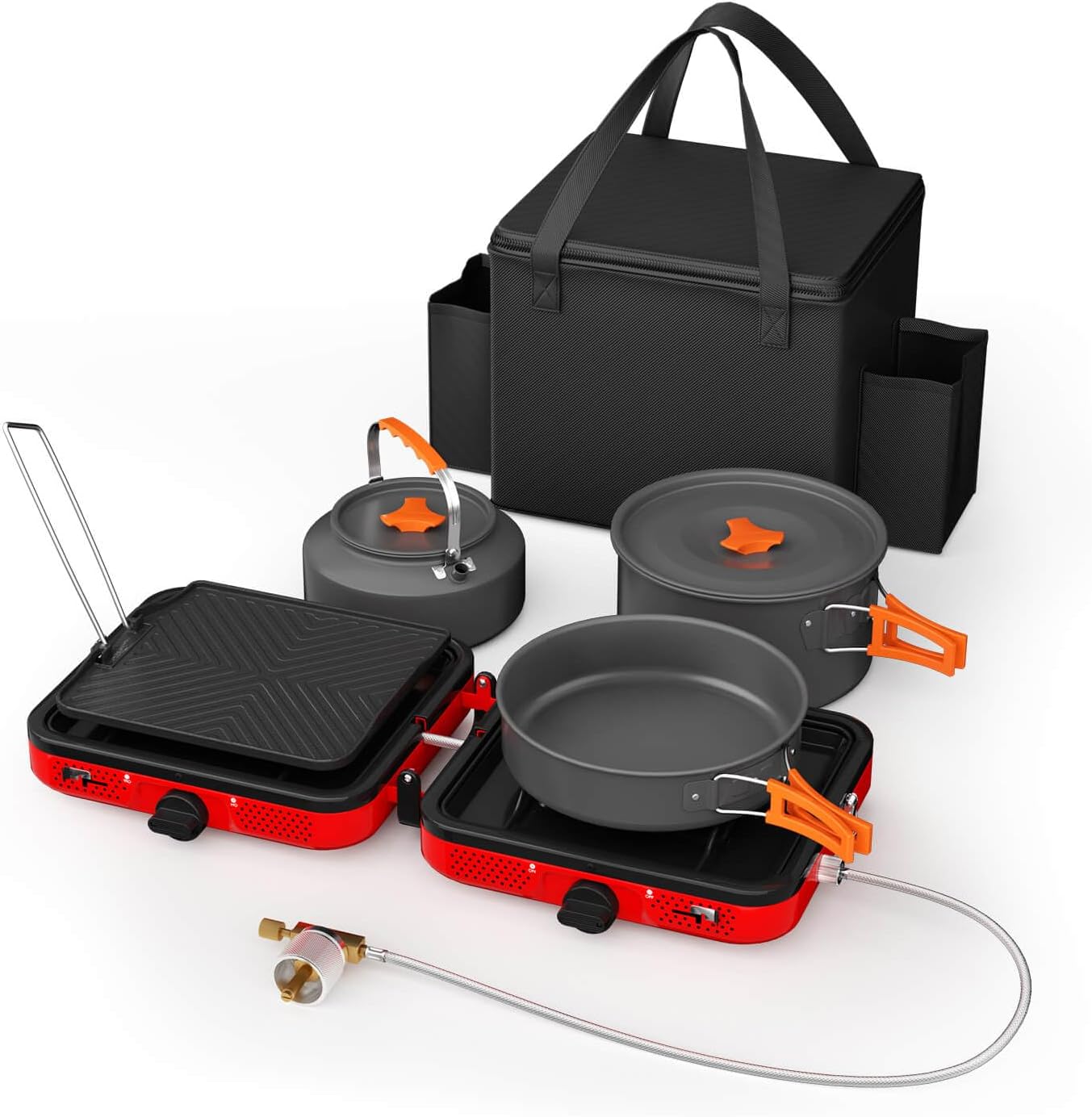 Hisencn Camping Stove: 2 Burner Propane Cooking Set