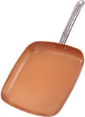 Non-Stick Copper Square Frying Pan 12in Skillet - Versatile All-in-One