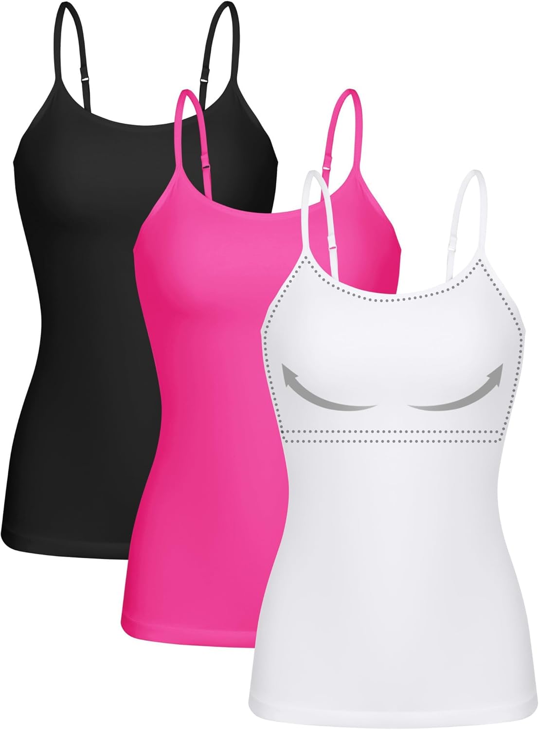 ATTRACO Women 3 Pack Cotton Camisoles with Adjustable Straps
