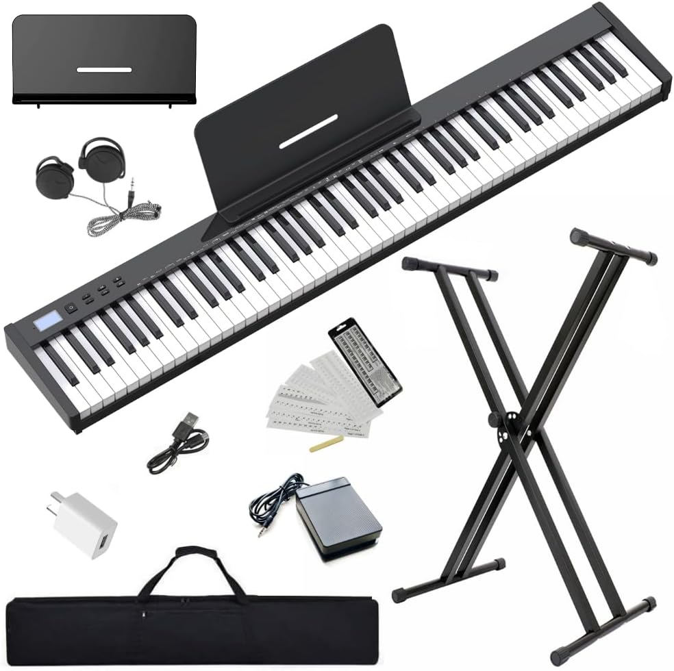 NikoMaku 88 Key Portable Digital Piano Set - Perfect for Beginners 