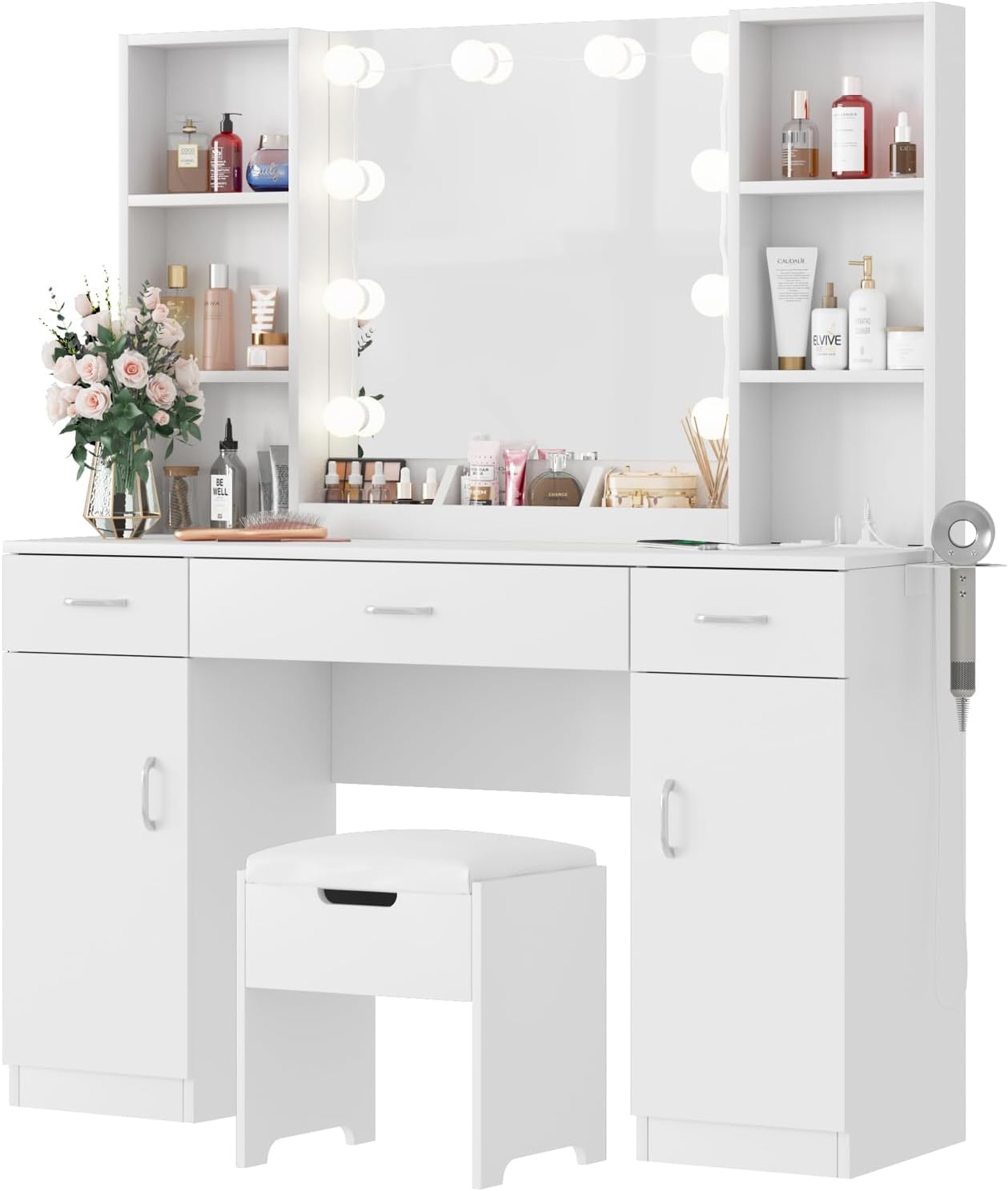 Vabches Lighted Makeup Vanity: Bright & Organized