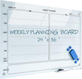 Magnetic Planner Writeboard 24X36 Ultra White Glass Calendar