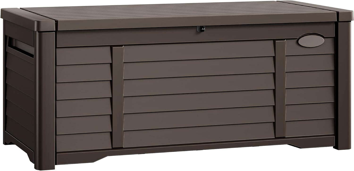 DWVO Outdoor Louver Storage Deck Box for Garden Tools and More