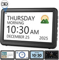Clock with Day and Date for Elderly - Clear Calendar Clock