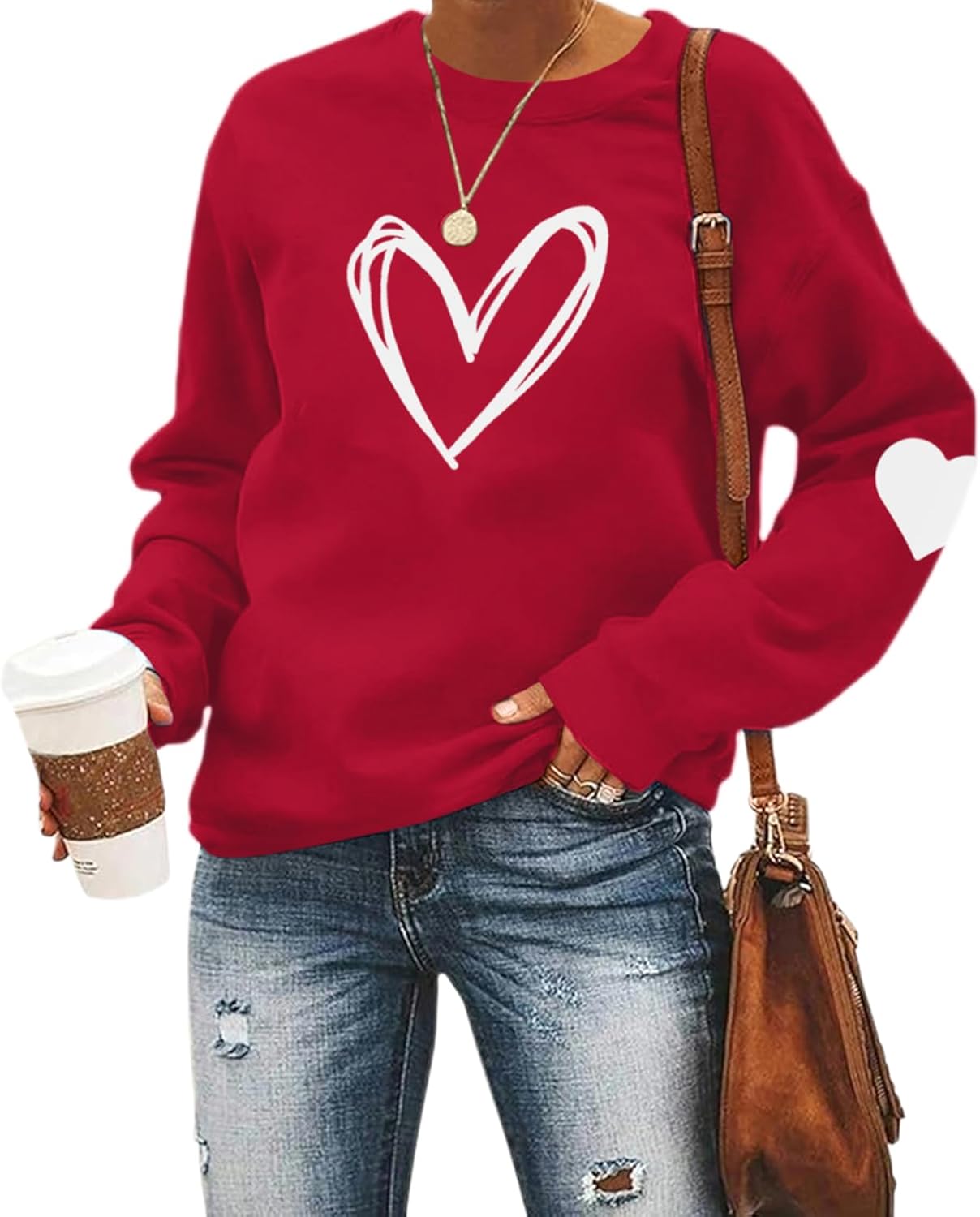 Red Love Heart Sweatshirt for Valentine's Day
